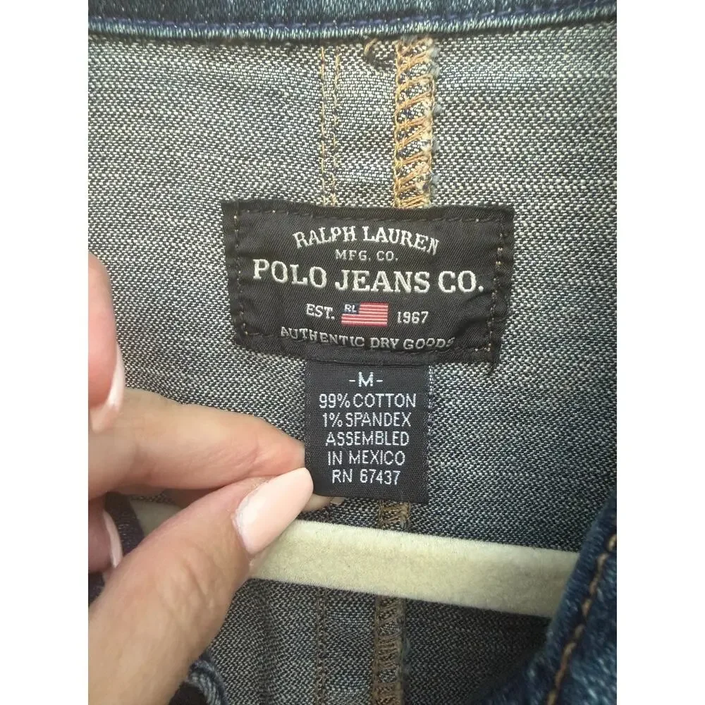 VTG Polo Jeans Ralph Lauren Women Denim Molly Jacket M Blue Utility Trucker Y2K - Picture 6 of 12